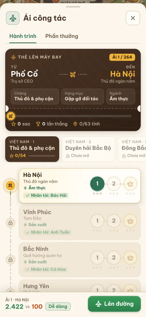Màn hình Ải công tác trong CEO Phố